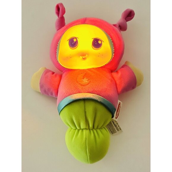 2009 Hasbro Playskool Pink/Green Plush Musical Light-Up LULLABY GLOWORM Works! - Picture 1 of 8